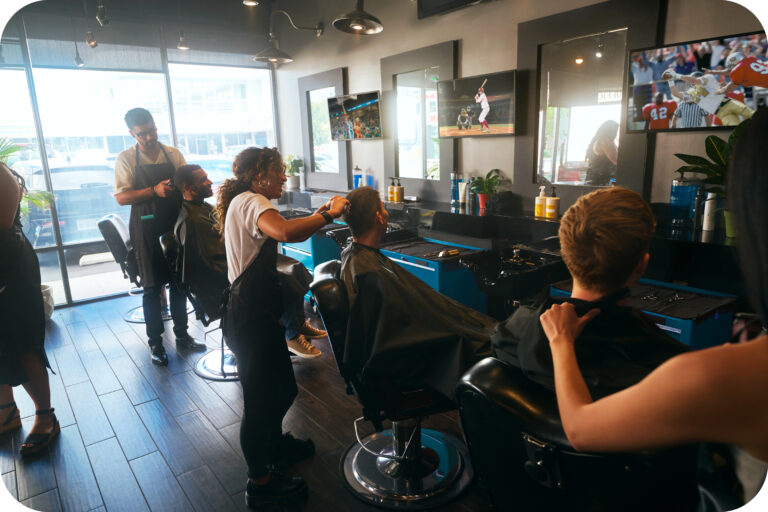 man getting a hair cut